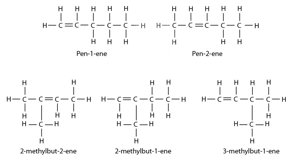I have listed below all the different Isomers of pentene (C5H10) along with...