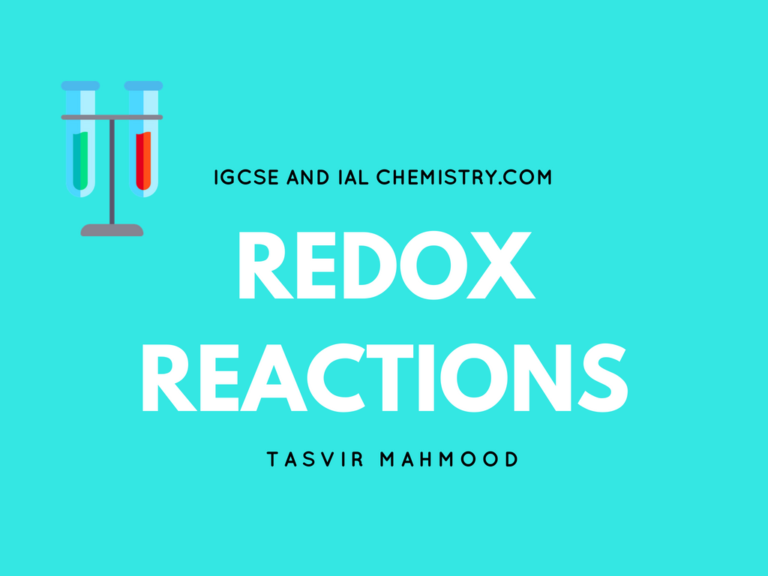 IAL Redox Reactions In Chemistry Notes - IGCSE And IAL Chemistry