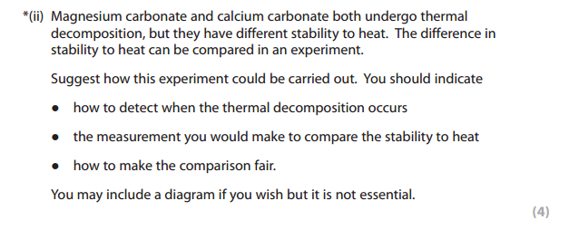decomposition of metal carbonate question in ial chemistry unit 2 examp