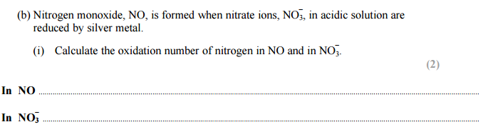 finding oxidation number question in IAl unit 2 exam