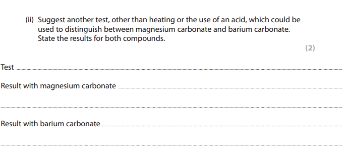 flame test question in ial chemistry unit 2 exam